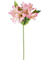 A single Artificial Alstroemeria flower of 47 cm, pink/cream, with various pink and cream colored blossoms and green leaves, shown against a white background.
