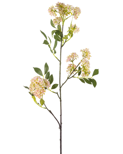 The Artificial Flower Wild Carrot 102 cm purple has a long, slender stem with bunches of small purple flowers and green leaves, isolated on a white background.