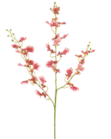 A single red Artificial Flower Orchid 98 cm with multiple branches, each with clusters of vibrant flowers, against a plain white background.