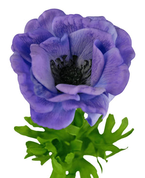 Artificial Flower Anemoon Real Touch Blue Purple 52cm