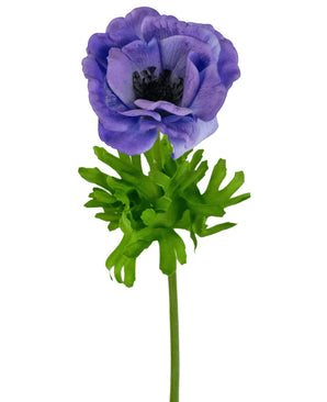 Artificial Flower Anemoon Real Touch Blue Purple 52cm
