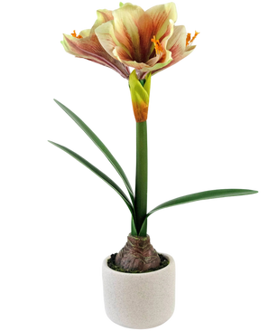 Artificial flower amaryllis real touch red/yellow 48 cm - Easyplants Artificial Plants & Flowers