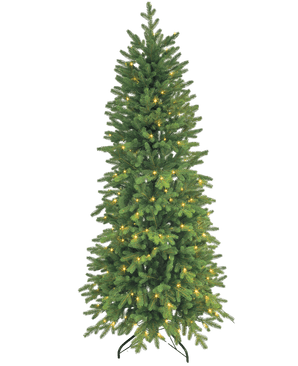 The Artificial Christmas Tree Slim "Undset" PE/PVC - Smart LED has dense branches, warm white lights and a sturdy black metal stand - ideal for Christmas decorations in your festive home.