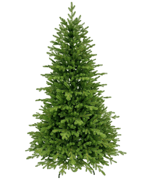 De Kunstkerstboom "Vinje" 100% PE is een weelderige, groene kunstkerstboom met dichte PE takken en een symmetrische, natuurlijke vorm, die onversierd tegen een effen witte achtergrond staat.