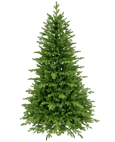 De Kunstkerstboom "Vinje" 100% PE is een weelderige, groene kunstkerstboom met dichte PE takken en een symmetrische, natuurlijke vorm, die onversierd tegen een effen witte achtergrond staat.