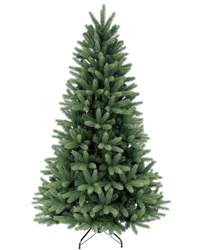 The Artificial Christmas Tree "Weideman" PE/PVC is full and green on a metal stand against a plain white background, ready to put up your favorite Christmas decorations.