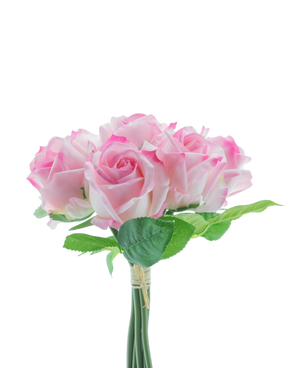 Artificial rose bouquet 7 Roses Real Touch pink 30 cm