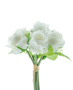 Artificial rose bouquet 7 Roses Real Touch White 30 cm