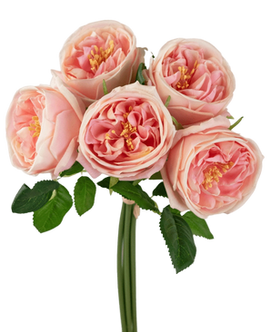 Artificial Roses Bouquet "Carmen" Real Touch Pink 36 cm