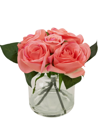 Artificial Roses Bouquet Real Touch Pink 18 cm - Easyplants Artificial Plants & Flowers