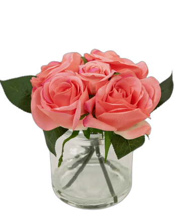 Kunstrozenboeket Real Touch Roze 18cm