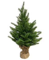The Artificial Christmas Tree Mini "Munchi" 60 cm 100% PE - Smart LED is a small green artificial Christmas tree with real-touch needles, a jute-wrapped base and stands upright against a plain white background.