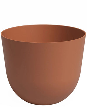 De Plantenbak Havanna Ø20cm x H17cm is een effen, ronde, terracottakleurige bloempot met gladde zijkanten, een brede opening en geen zichtbare patronen of versieringen.