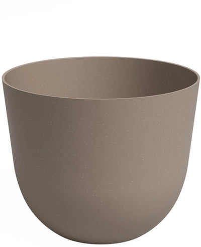 The Planter Havanna Ø30cm x H25cm is a plain, round flower pot in light brown with a smooth matte finish, slightly flared edge and minimalist design. The pot is empty and ideal for modern spaces.