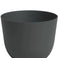 De Plantenbak Havanna Ø30cm x H25cm is een donkergrijze, ronde bloempot met een brede opening en minimalistisch design, gemaakt van glad materiaal en afgebeeld tegen een witte achtergrond.