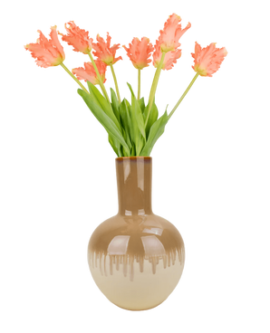 Silk artificial flowers bouquet French parakeet tulip coral