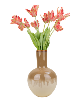 Silk artificial flowers bouquet French parakeet tulip red/yellow