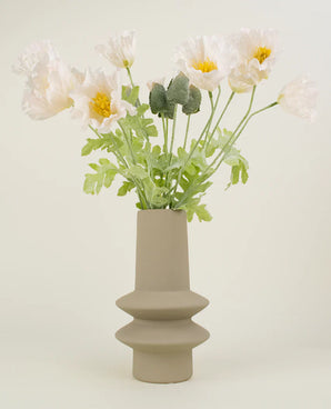 Silk artificial flowers bouquet poppy creme