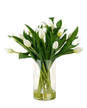 Silk Artificial bouquet tulips in vase white