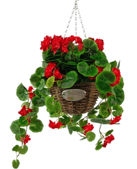 Artificial Begonia Red in Basket UV-resistant 70cm