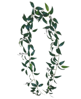 The Artificial Smilax Garland 180cm is a wreath in the shape of the letter O, made of long green leafy branches with small bunches of dark berries against a plain white background.