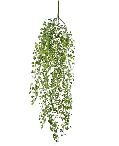 De Kunst hangplant mini klimop 91 cm heeft groene bladeren op dunne stelen tegen een effen witte achtergrond.