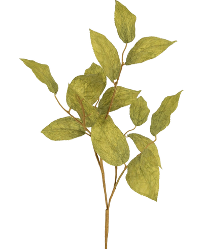 The Artificial Branch apple leaf 70 cm has several green, veined silk leaves on thin stems, against a plain, light background.