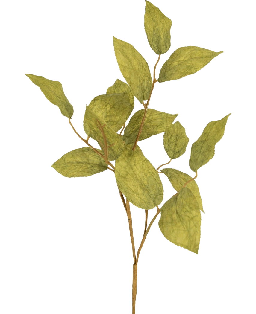 The Artificial Branch apple leaf 70 cm has several green, veined silk leaves on thin stems, against a plain, light background.