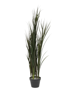 The Artificial Grass Bordeaux UV 120cm is a tall artificial grass plant with slender green blades in a simple black pot, against a plain white background.