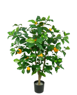 An Artificial Lemon Tree 90 cm with vibrant green leaves and lifelike yellow lemons, against a plain white background.