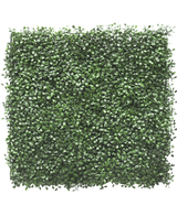 The Artificial Hedge Boxwood 50x50 cm UV has densely packed artificial green leaves, creating a lush hedge or vertical garden look, perfect to brighten up any space.