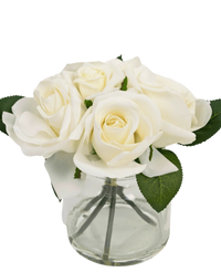 Artificial Roses Bouquet Real Touch White 18 cm