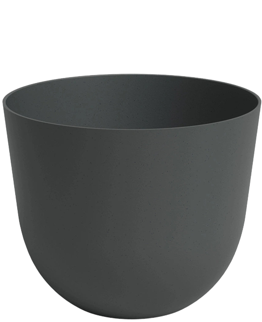 The Planter Havanna Ø20cm x H17cm is a plain, dark gray, round plastic planter with smooth sides and a matte finish, shown against a white background.