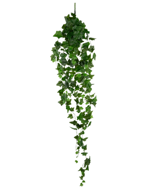 De Kunst Klimop 130 cm groen is een hangende kunstklimop met weelderige groene bladeren die naar beneden vallen, tegen een effen witte achtergrond.