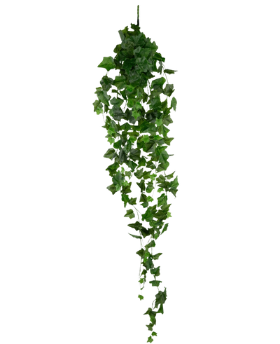 De Kunst Klimop 130 cm groen is een hangende kunstklimop met weelderige groene bladeren die naar beneden vallen, tegen een effen witte achtergrond.