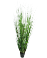 The Artificial Grass Plant Onion 170 cm is a tall, fire-retardant artificial grass plant with long, thin green blades in a compact black pot, depicted against a plain white background.