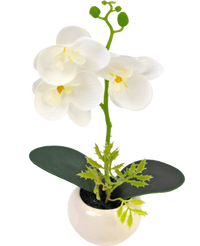 Artificial orchid 28 cm white in pot